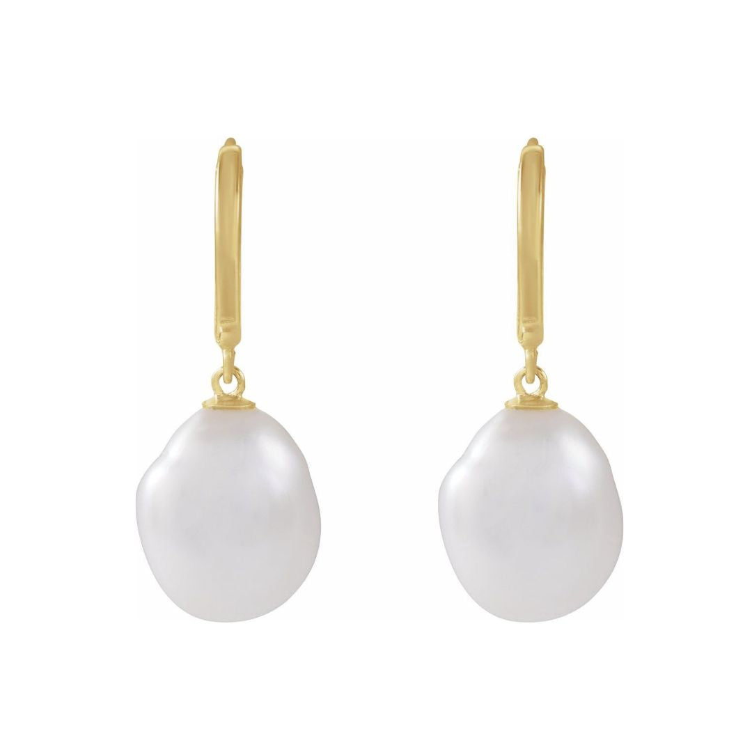 14k Gold Keishi Pearl Hoop Earrings