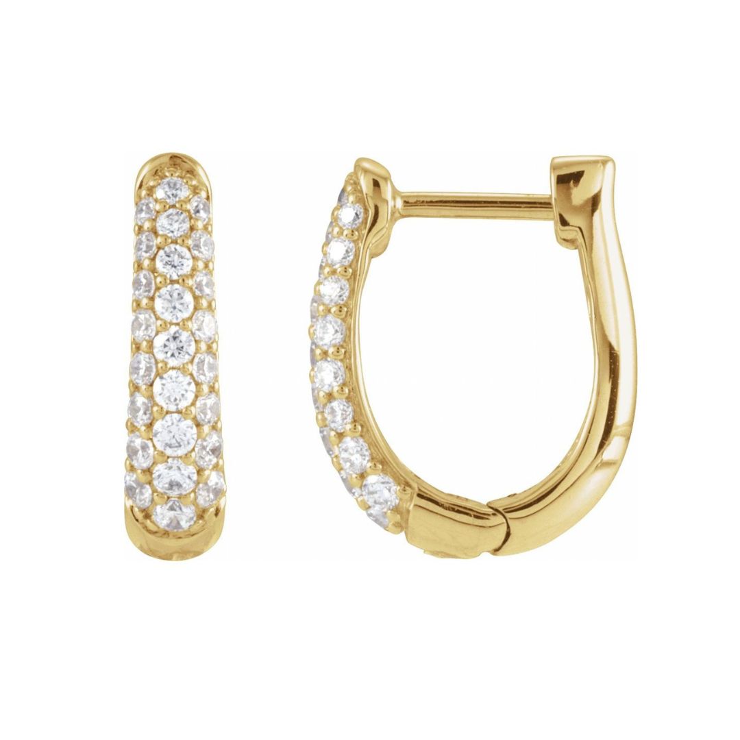 14k Gold 1/2CTW Diamond Hoop Earrings