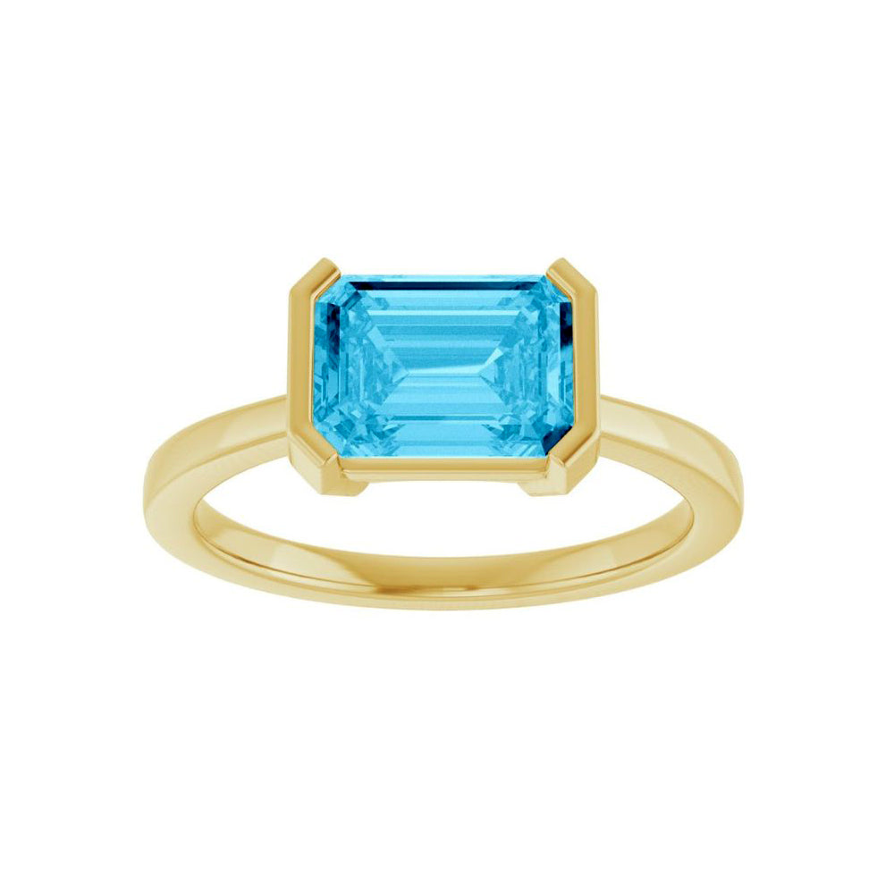 14k Gold Aqua Sapphire Solitare Ring