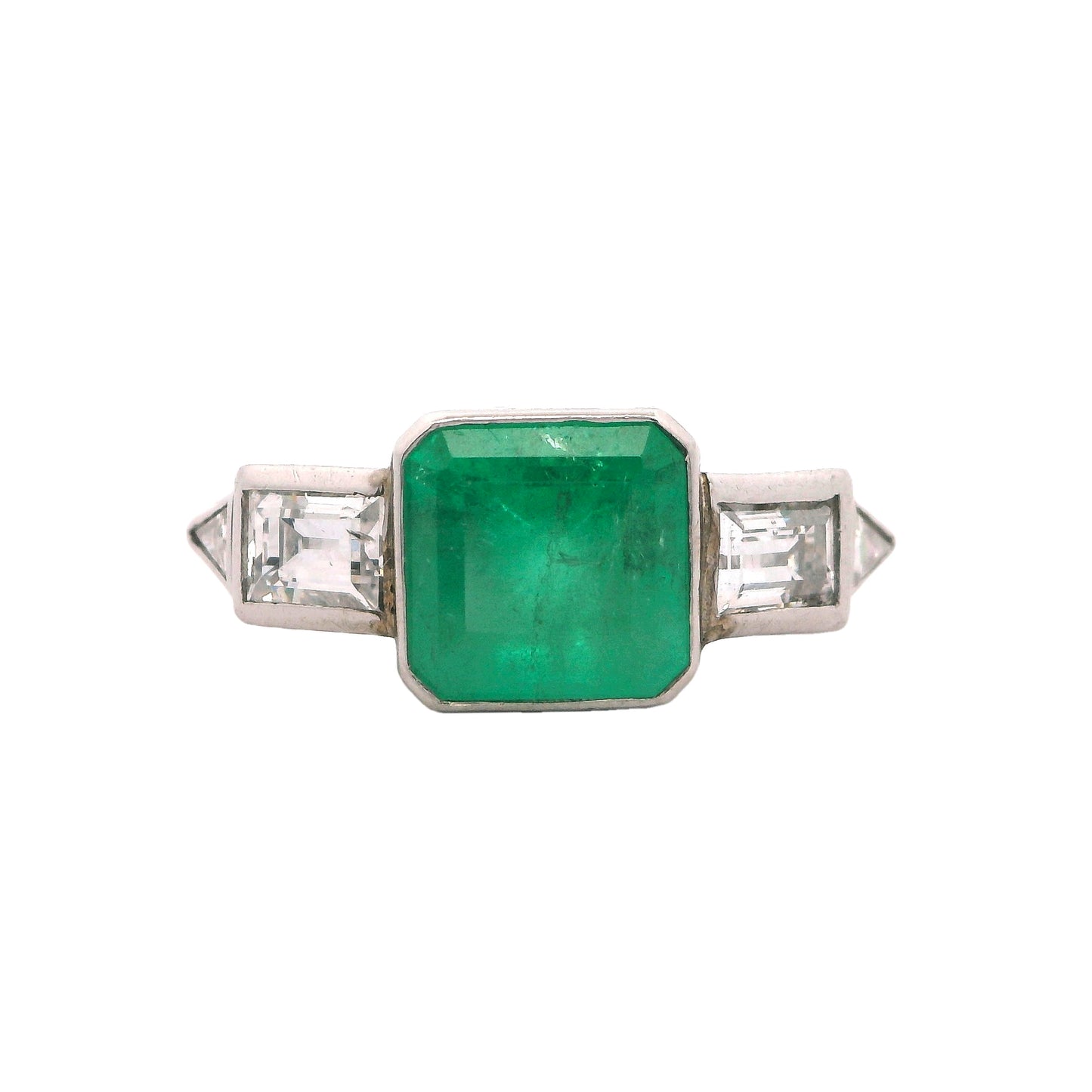 Estate Collection Platinum Emerald & Diamond Ring