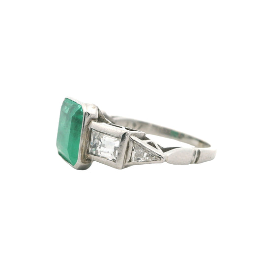 Estate Collection Platinum Emerald & Diamond Ring