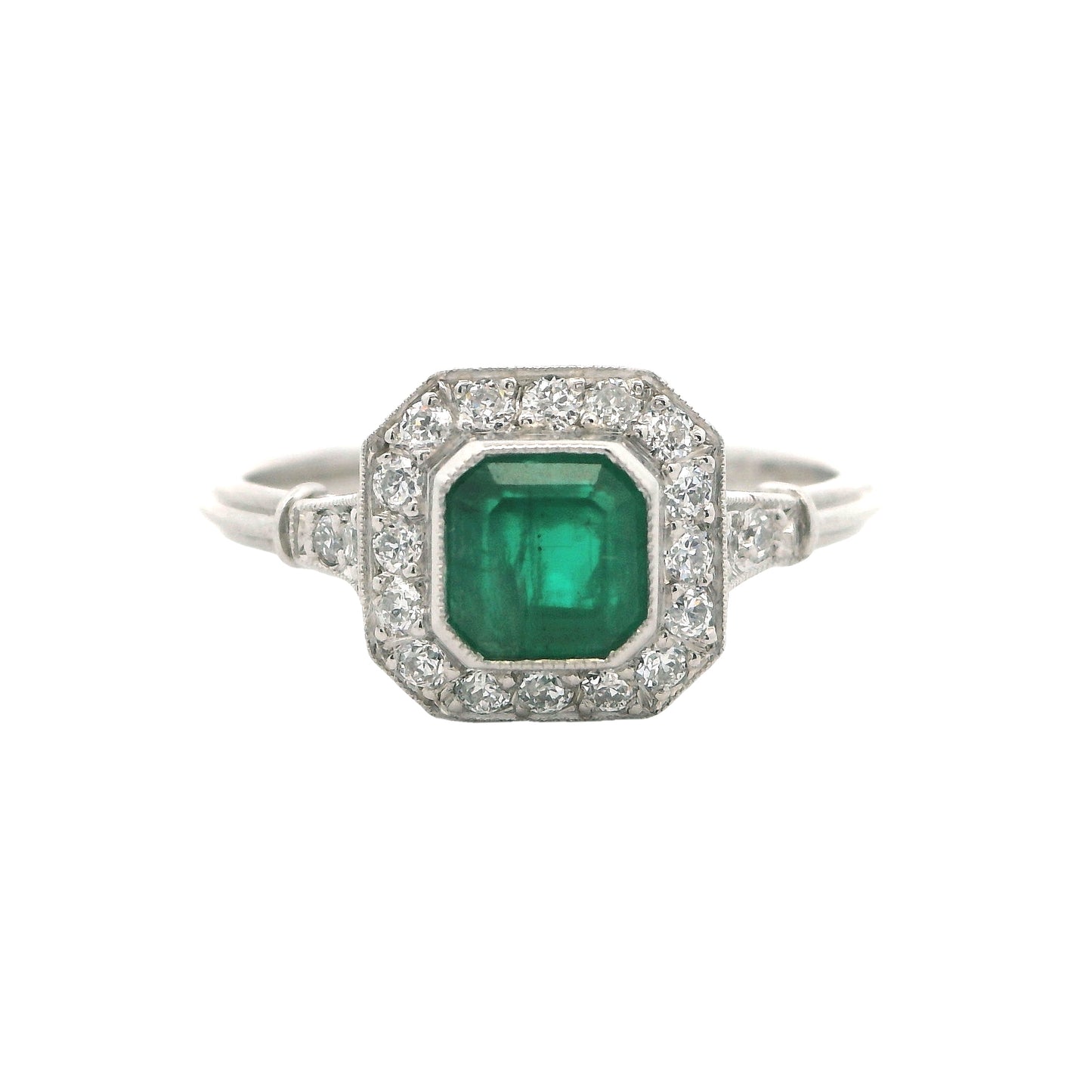 Estate Collection Platinum Emerald & Diamond Ring