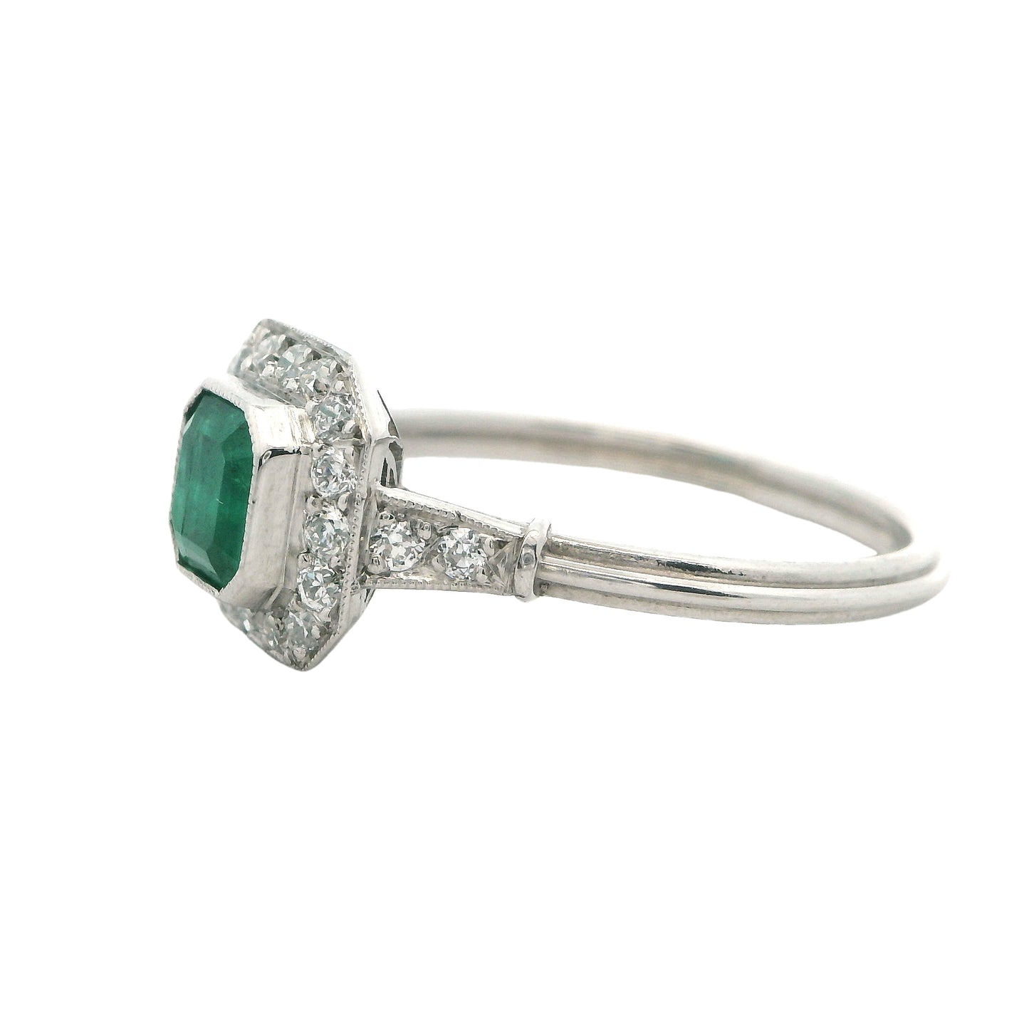 Estate Collection Platinum Emerald & Diamond Ring