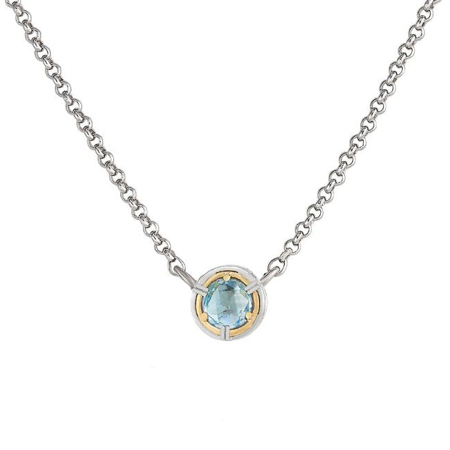 Anatoli Collection Round Blue Topaz Necklace (sml)