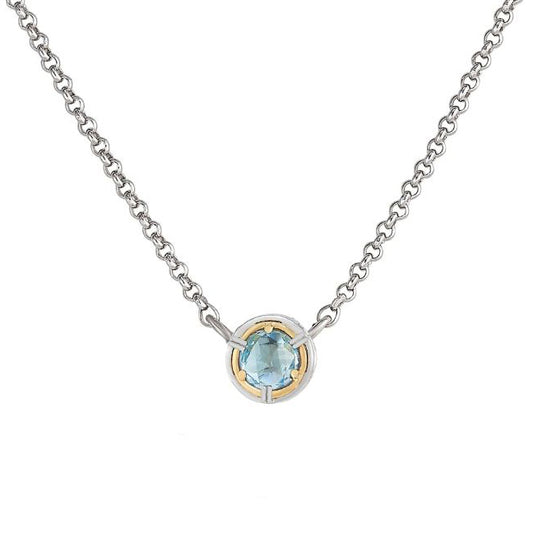 Anatoli Collection Round Blue Topaz Necklace (sml)