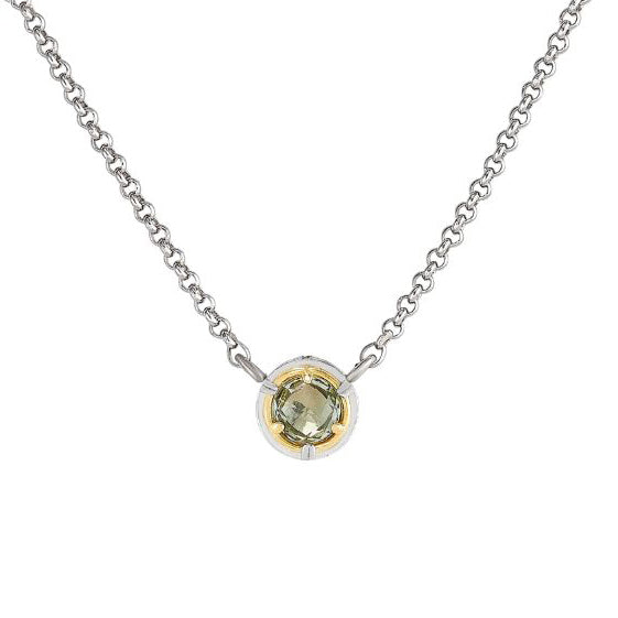 Anatoli Collection Round Green Amethyst Pendant (sml)
