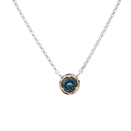 Anatoli Collection Round London Blue Topaz Necklace (sml)