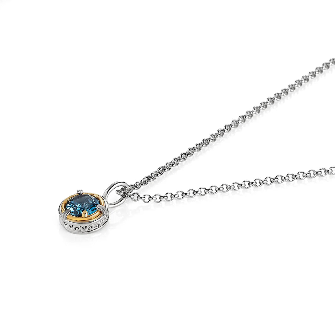 Anatoli Collection Round London Blue Topaz Necklace (sml)