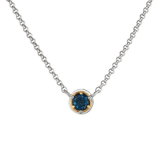 Anatoli Collection Round London Blue Topaz Necklace (sml)