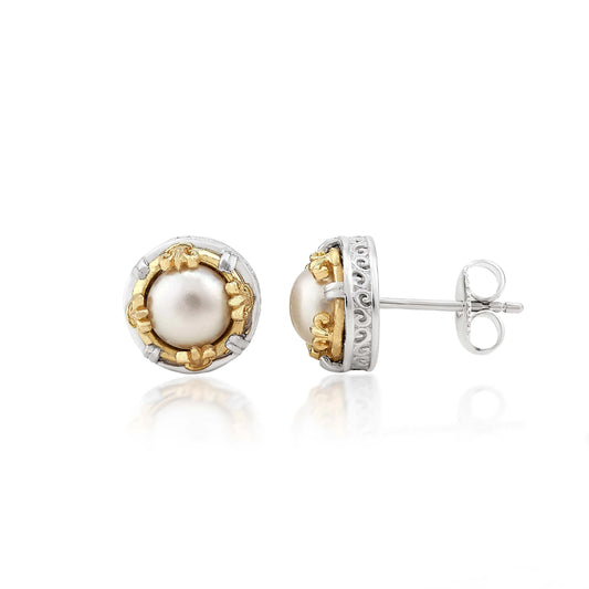 Anatoli Collection White Pearl Stud Earrings (sml)