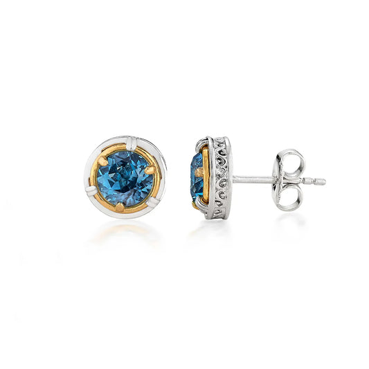 Anatoli Collection London Blue Topaz Stud Earrings (sml)