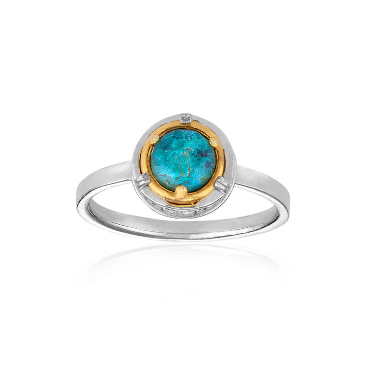Anatoli Collection Sterling Silver & 18k Chrysocolla Ring (sml)
