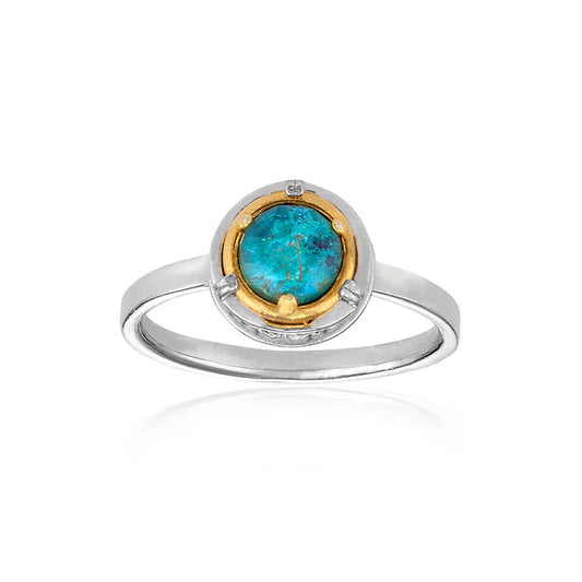 Anatoli Collection Sterling Silver & 18k Chrysocolla Ring (sml)
