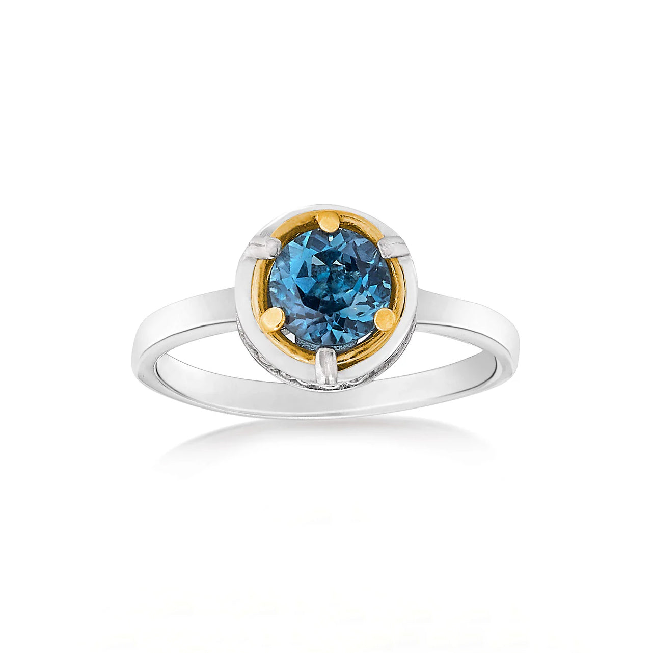 Anatoli Collection Sterling Silver & 18k London Blue Topaz Ring (sml)