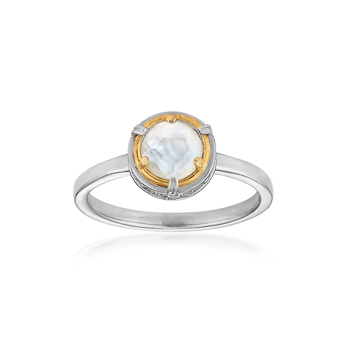 Anatoli Collection Sterling Silver & 18k Mother of Pearl Ring (sml)