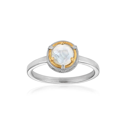 Anatoli Collection Sterling Silver & 18k Mother of Pearl Ring (sml)