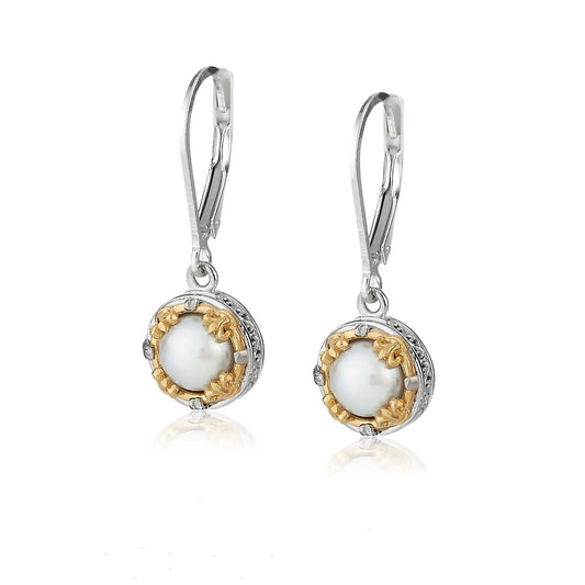 Anatoli Collection White Pearl Drop Earrings (sml)