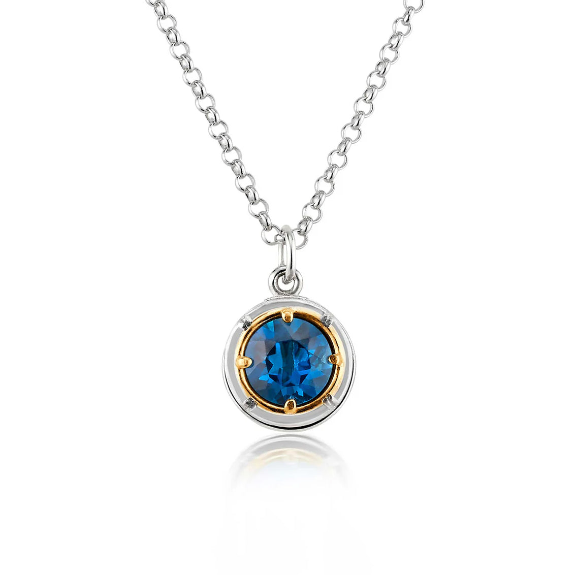 Anatoli Collection Round London Blue Topaz Necklace (med)
