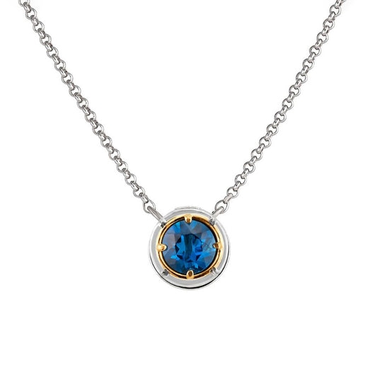 Anatoli Collection Round London Blue Topaz Necklace (med)