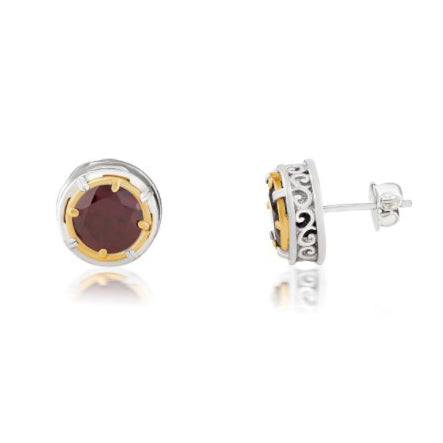 Anatoli Collection Garnet Stud Earrings (med)