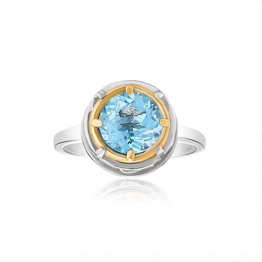 Anatoli Collection Sterling & Vermeil Blue Topaz Ring (med)