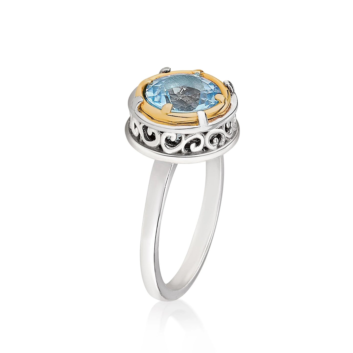 Anatoli Collection Sterling & Vermeil Blue Topaz Ring (med)