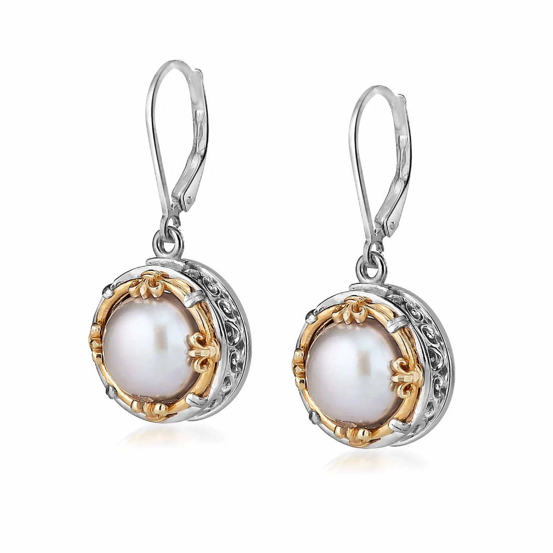 Anatoli Collection White Freshwater Pearl Drop Earrings (Lg)