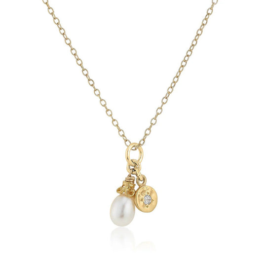 Anatoli Collection White Sapphire & Pearl Necklace