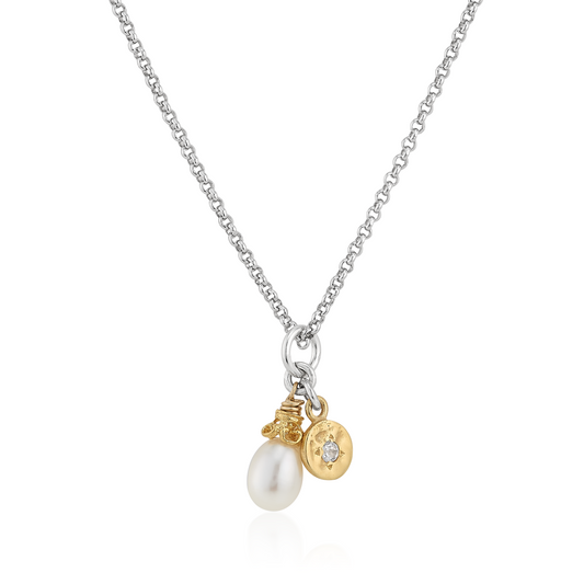 Anatoli Collection White Sapphire & Pearl Necklace