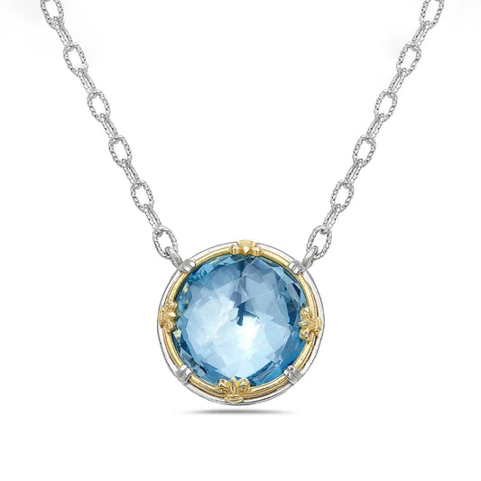 Anatoli Collection Round Blue Topaz Pendant (Lg)