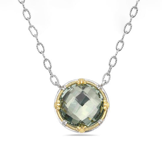 Anatoli Collection Round Green Amethyst Pendant (Lg)