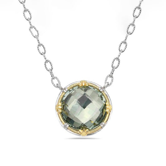 Anatoli Collection Round Green Amethyst Pendant (Lg)
