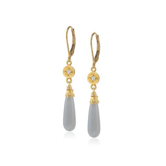 Anatoli Collection Moonstone & White Sapphire Earrings