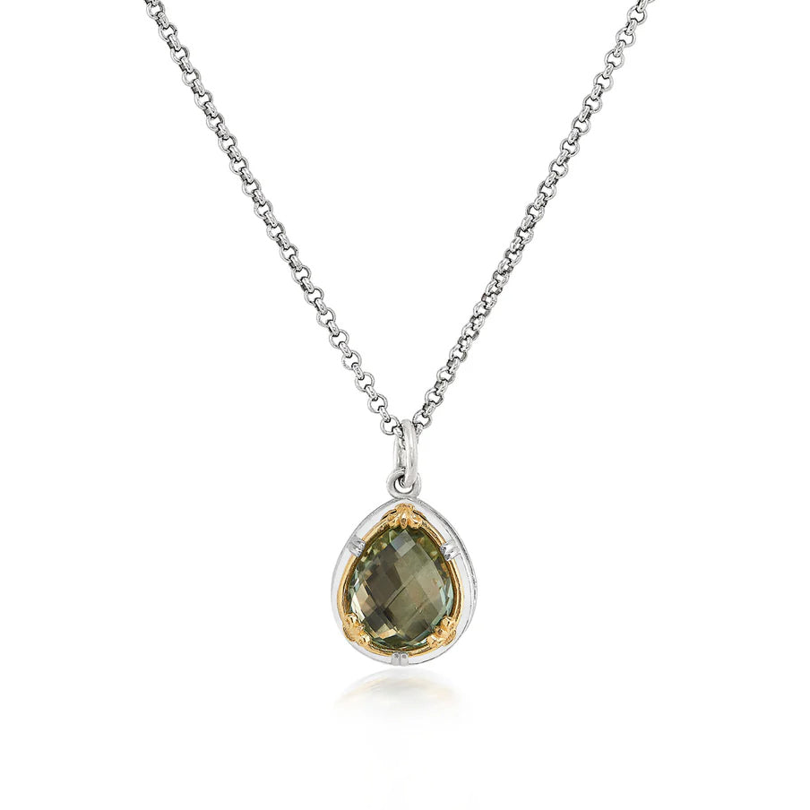 Anatoli Collection Green Amethyst Teardrop Pendant