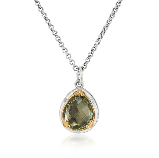 Anatoli Collection Green Amethyst Teardrop Pendant