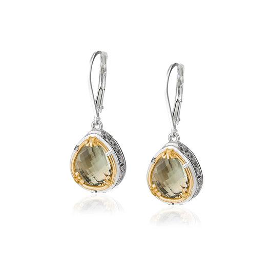 Anatoli Collection Green Amethyst Teardrop Earrings