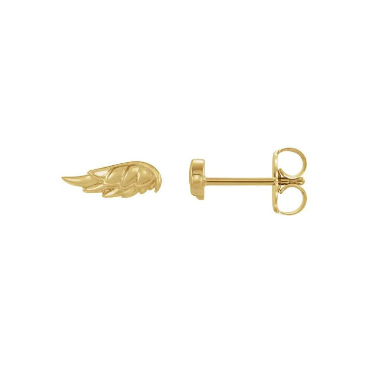 14K Yellow Gold Petite Angel Wing Stud Earrings