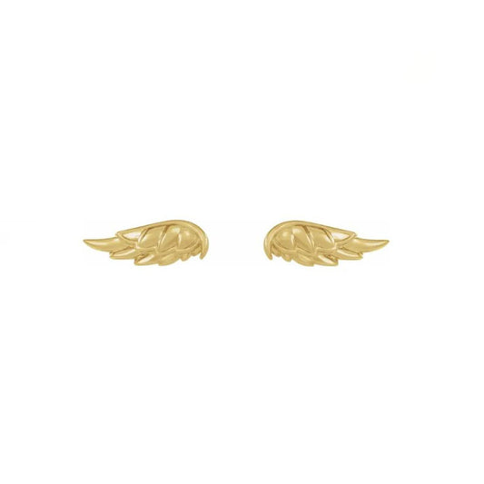 14K Yellow Gold Petite Angel Wing Stud Earrings