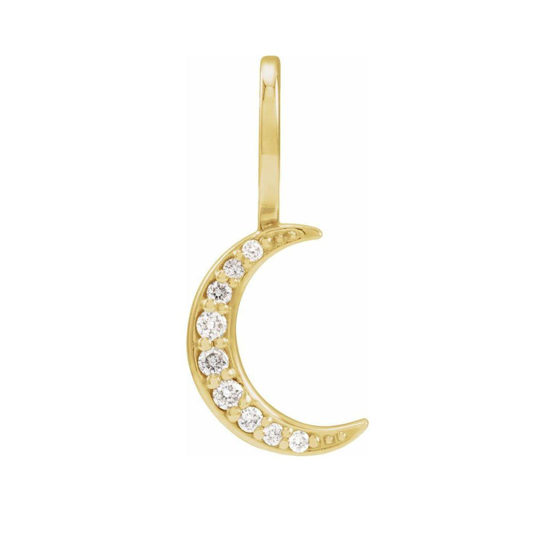 14K Yellow Gold Petite Diamond Crescent Moon Charm