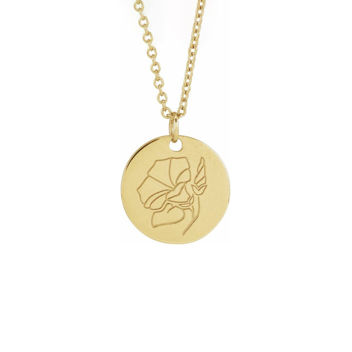 Birth Flower Necklace - 14K Yellow Gold September Morning Glory