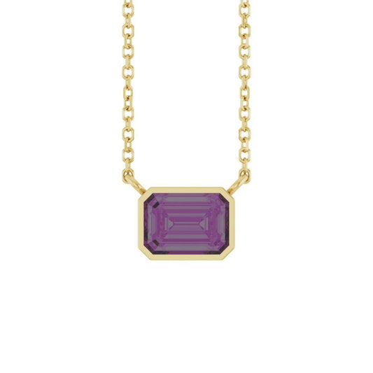14K Yellow Gold Lab-Created Alexandrite Necklace