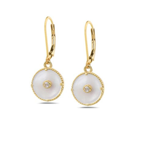 Anatoli Collection Mother of Pearl & White Sapphire Earrings