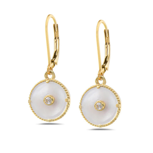 Anatoli Collection Mother of Pearl & White Sapphire Earrings