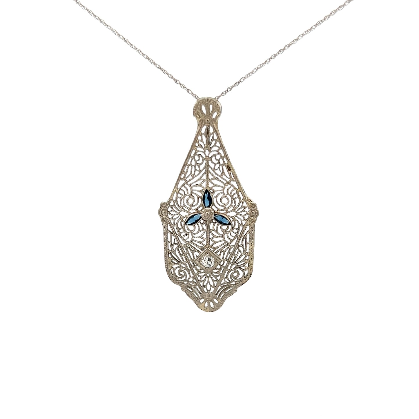 Estate Collection Art Nouveau Diamond & Sapphire Pendant