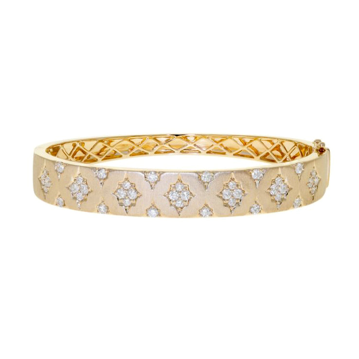 14K Diamond Quatrefoil Statement Bracelet