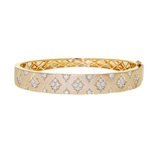 14K Diamond Quatrefoil Statement Bracelet