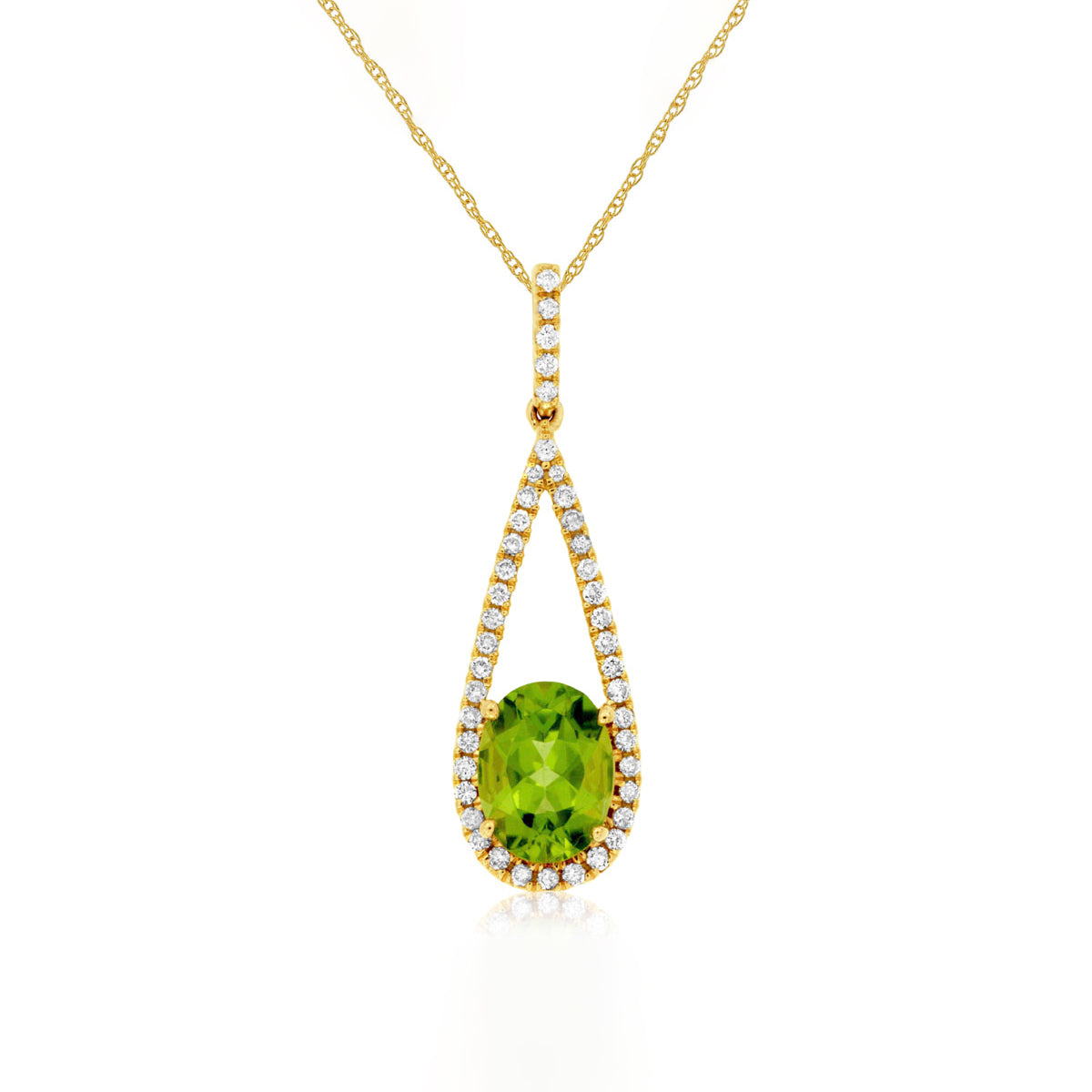 14K Yellow Gold Peridot & Diamond Pendant