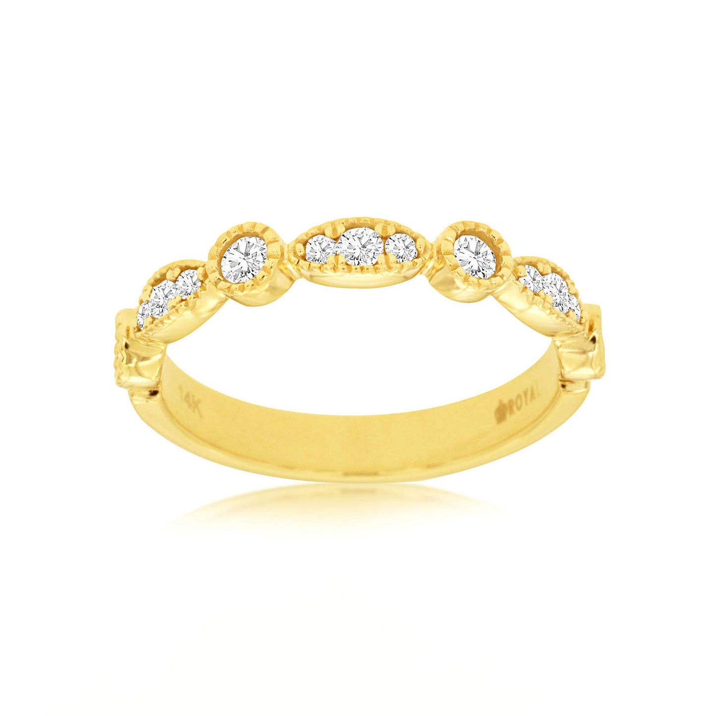 14K Yellow Gold .36 Ct Diamond Stackable Shapes Band