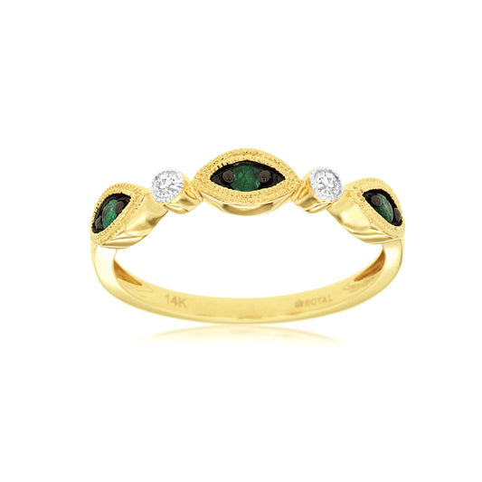 14K Gold Emerald and Diamond Ring