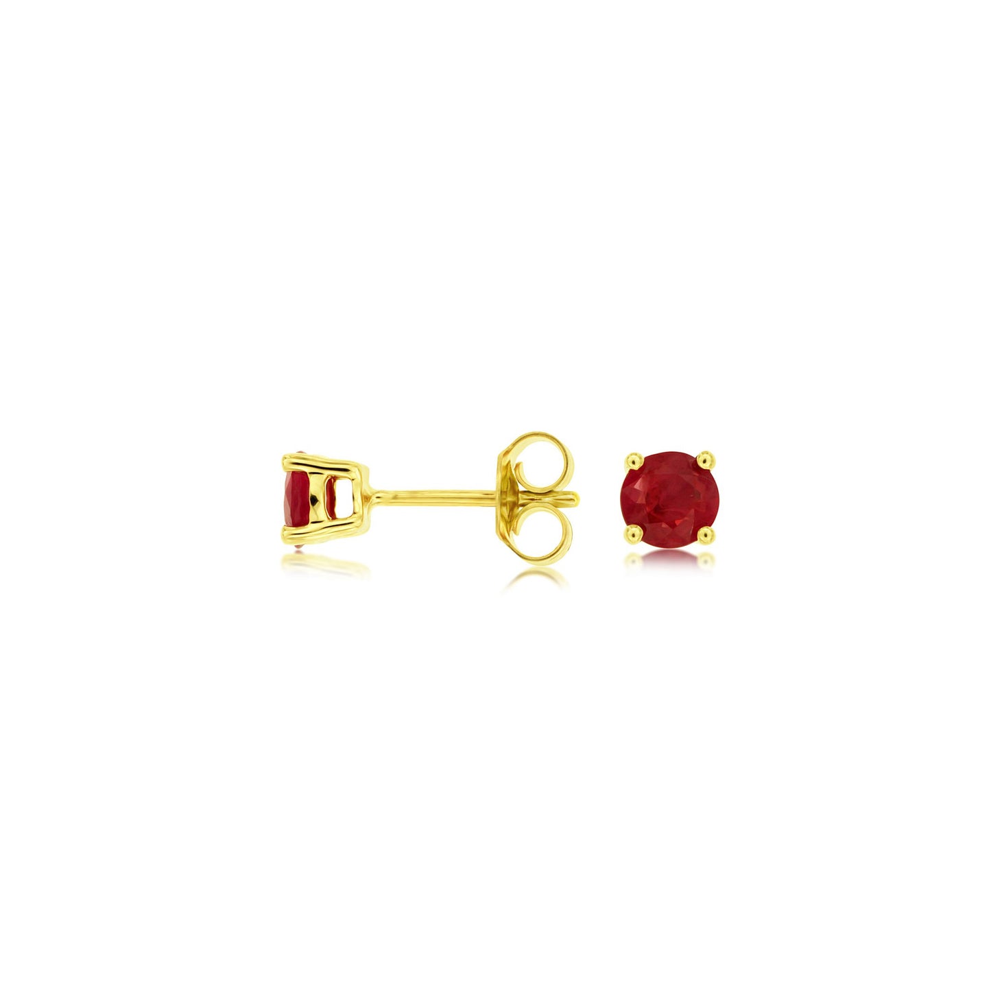 14K Yellow Gold Ruby Post Earrings